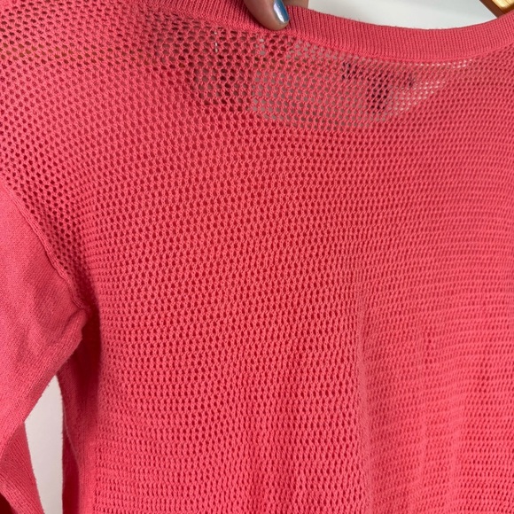 American Eagle Outfitters Coral Knit Sweater Mesh Back 3/4 Sleeve Size Small - Picture 6 of 7